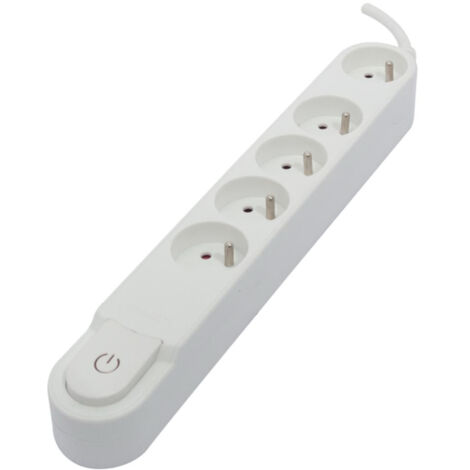 Multiprise 5 x16A - 1,5 m + interrupteur - Blanc - Chacon
