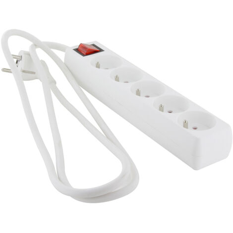 Multiprise 5x16A + interrupteur - 1,5 m - Blanc - Chacon