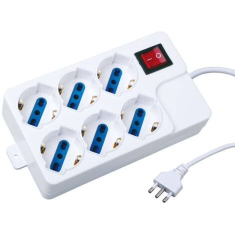 Multiprise 6 Broches Schuko 10-16a Switch 2500w 1,5mt