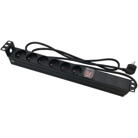 Multiprise 6 prises avec interrupteur pour coffret et baie 19"