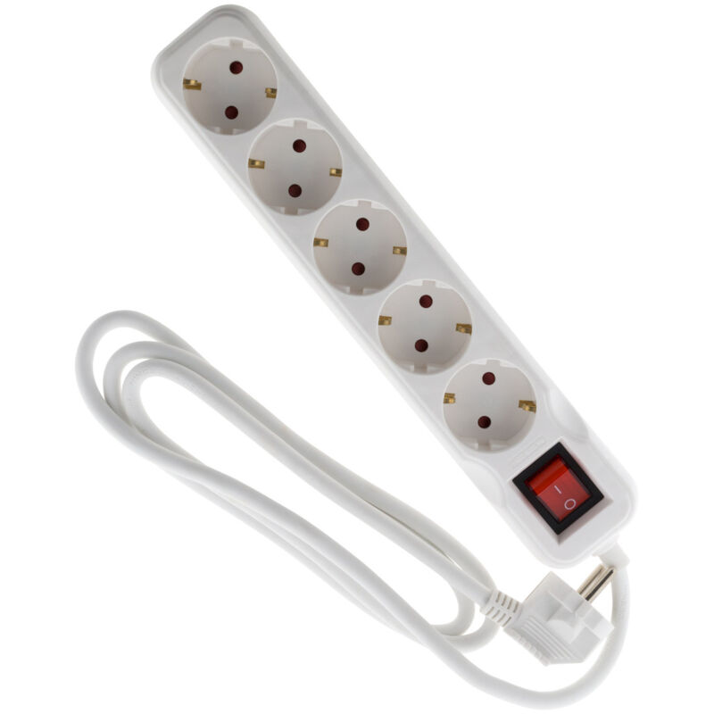 Multiprise Schuko + interrupteur 5x16A - 1,4m - Blanc - Zenitech Multiprise Schuko + interrupteur 5x16A - 1,4m - Blanc - Zenitech