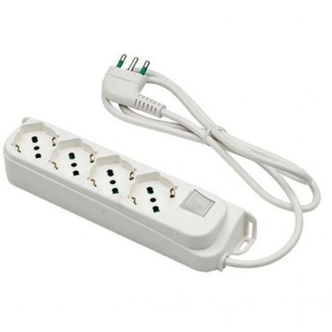 Multiprise 6 prises schuko italien/allemand 2P+T 3G1 H05VV-F 90° Câble 1,5m Fanton 47430