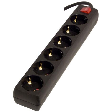 Multiprise 6x16 A + interrupteur - 1,5 m - noir - Chacon