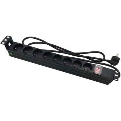 Multiprise 8 prises avec interrupteur pour coffret et baie 19"