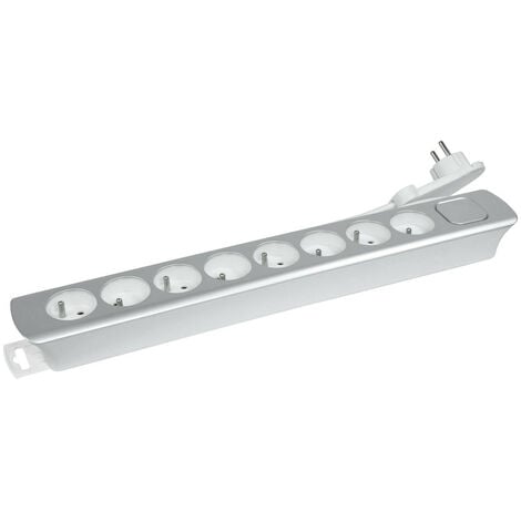Rallonge extra-plate 4x2P+T à câbler - blanc/gris clair (049497)