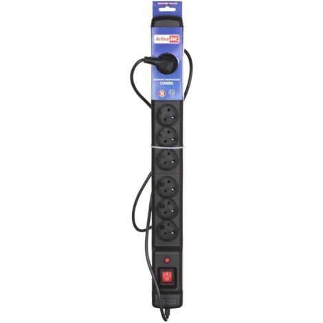Multiprise Activejet ACJ COMBO 9GN 3M noire avec cordon