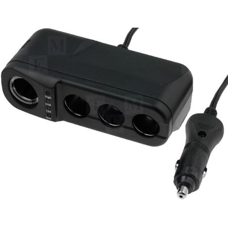 Multiprise allume-cigare 10A 12V 4x2.5A noir avec cable 1m