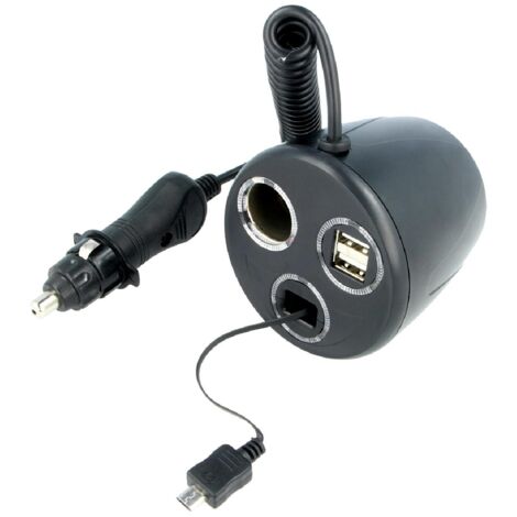 Multiprise allume-cigare - 1M 1F + 2x USB + 1 Micro USB