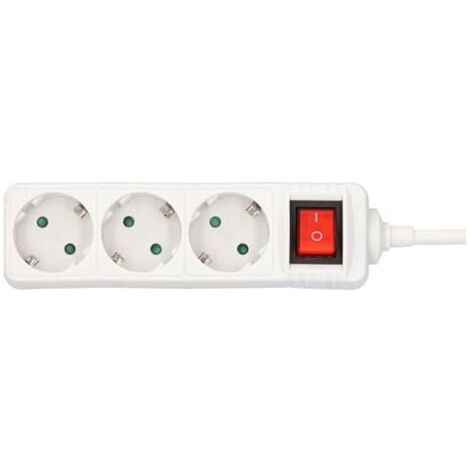 Multiprise Avec Interrupteur - 3 Prises Terre - Câble 1,4 M - Disposition À 45° - Blanc