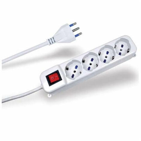 Multiprise avec interrupteur - 4 prises Schuko bivalentes