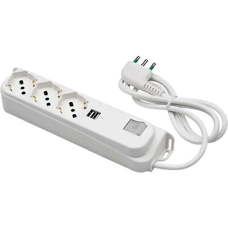 Multiprise Avec Interrupteur + Usb 3 Usc. / Sp.2P+T 16A + 2 Usb 2,1A