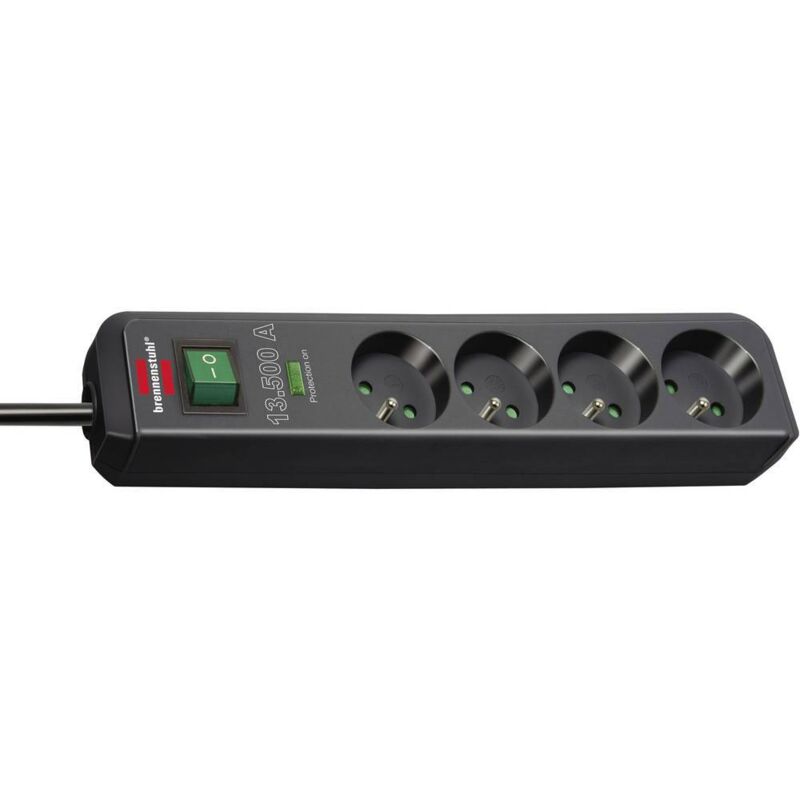Rallonge multiprise ''eco-line'', 4 ports, noir 1153904314 - Brennenstuhl