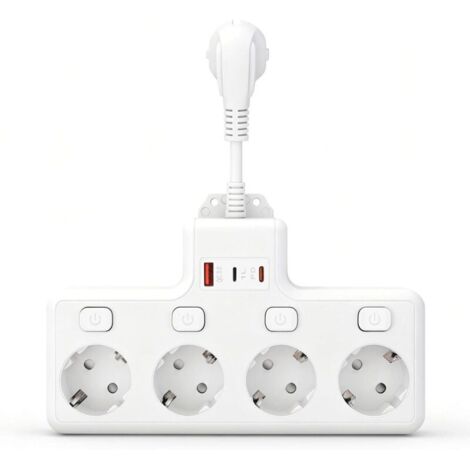 Multiprise avec USB, 4 prises avec interrupteur unique, multiprise avec USB et Type-C, pour cuisine, salon, chambre à coucher, bureau