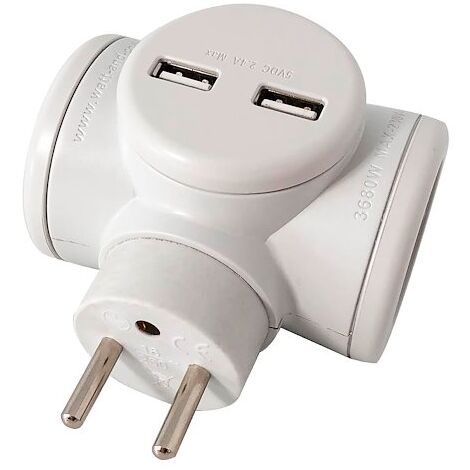 Multiprise Biplite 2X16A + 2 Ports USB (USB-C et USB-A) Watt&Co