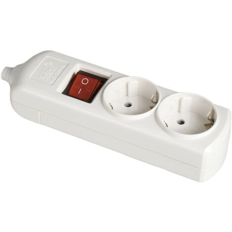 Multiprise bipolaire 2 prises t/t latérale 16a 250v blanche + interrupteur à voyant solera 8002il