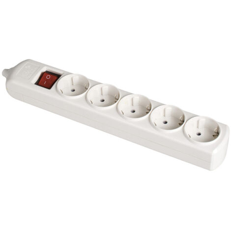 Multiprise Bipolaire 5 Prises T/t Latérale 16a 250v Blanche + Interrupteur à Voyant Solera 8002il