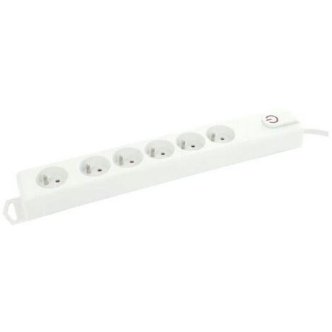 Multiprise Blanche 6 Prises + Câble Et Interrupteur