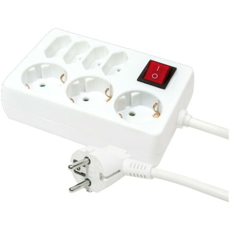 V-TAC Rallonge électrique Multiprise 5 x Schuko 10/16A 3500W + 2 usb  chargeur 2.1A câble 1,5m avec interrupteur on/off - sku 8715