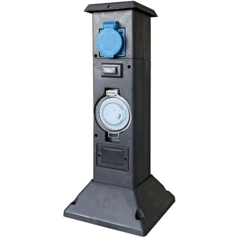 Multiprise Borne noire 3 Prises Électriques et Programmateur Pour Jardin Et bassin