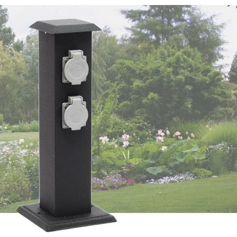Multiprise Borne Noire 4 Prises Électriques Pour Jardin Et Extérieur