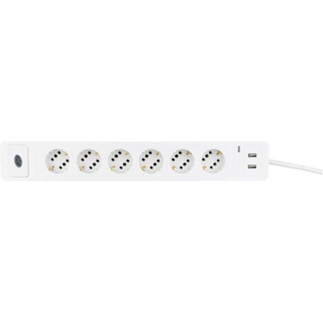 Multiprise COMBINI 6 voies blanc avec USB et ÜSS