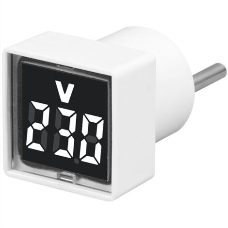 Multiprise Convertisseur EU ,Voyant lumineux d'un voltmètre numérique domestique de type prise européenne carrée,Blanc (1 pièce)