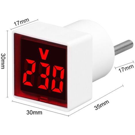 Multiprise Convertisseur EU ,Voyant lumineux d'un voltmètre numérique domestique de type prise européenne carrée,Rouge (1 pièce)
