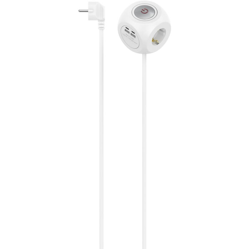 Hama - multiprise cube, 3 prises, usb-c/a , 17 w, av. interrupt., 1,4M, blche Hama - multiprise cube, 3 prises, usb-c/a , 17 w, av. interrupt., 1,4M, blche
