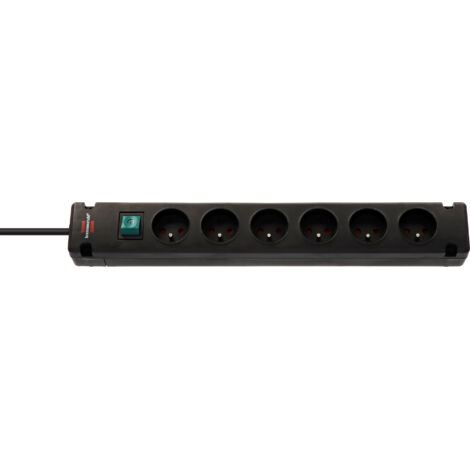 Multiprise de courant Bremounta avec interrupteur 1,5m de câble H05VV-F 3G1,5 6 PRISES