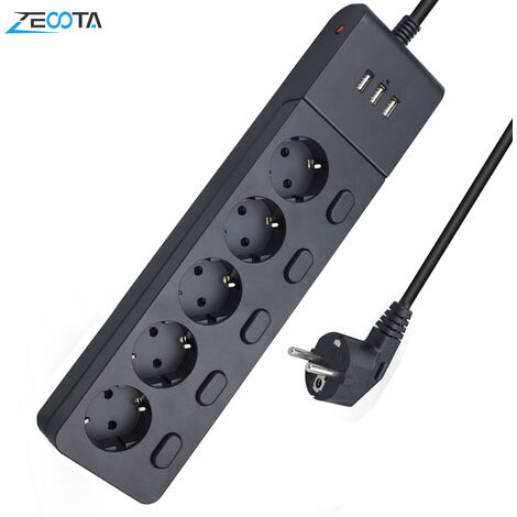 Multiprise de Protection contre les surtensions, prises d&39extension électriques USB 5 voies, commande d&39interrupteur indépendante, cordon de 2m,CHINA,EU Plug Sockets