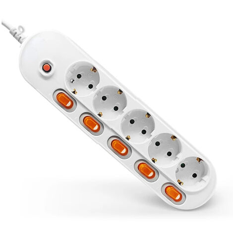 Multiprise de Protection contre les surtensions, prises ue 3/4/5/6 voies, 16a, rallonges électriques, interrupteurs de commande indépendants, cordon de 2m,CHINA,EU Plug Sockets,5 Outelts