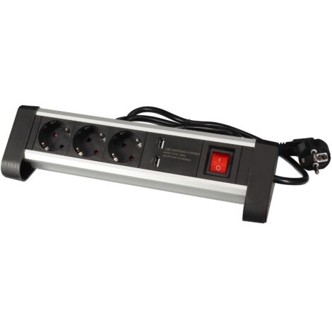 Multiprise De Table - 3 Prises - 2 Ports Usb - 2 4 A - Terre Allemande