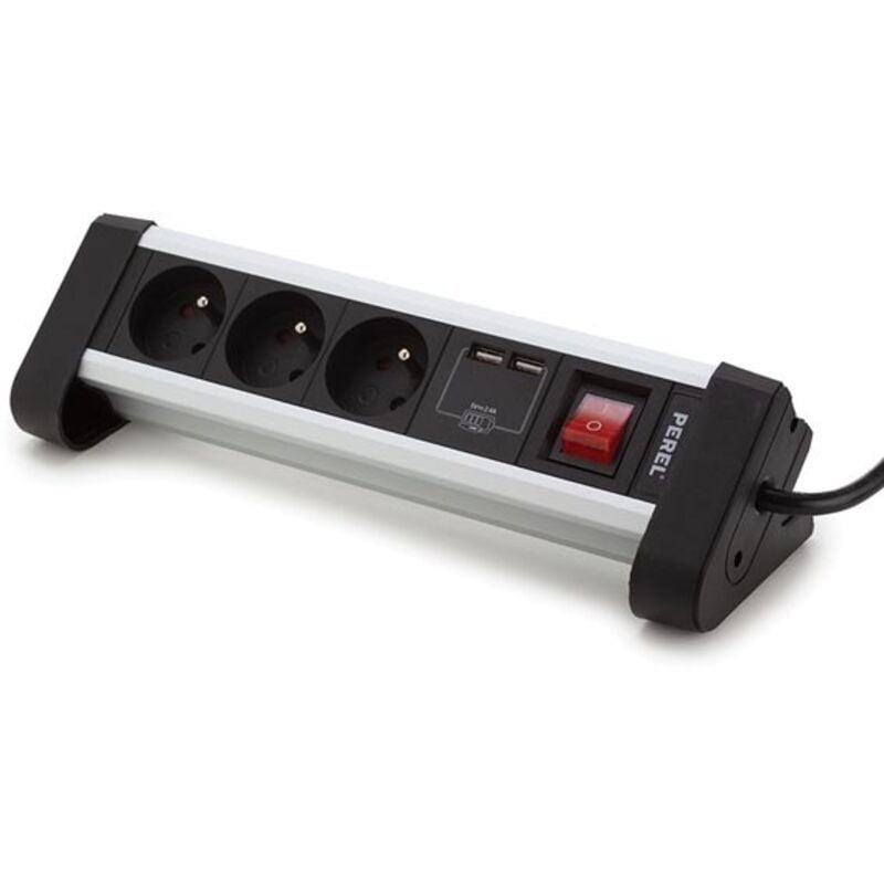 multiprise de table - 3 prises - 2 ports usb - 2 4 a - terre française