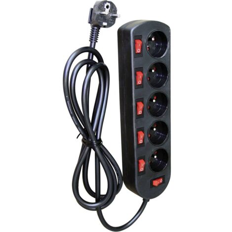 Multiprise de table Franelec BM5-1,5-6NSW x5 noir fiche FR 1 pc(s)