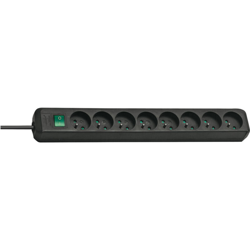 Brennenstuhl Mehrfachsteckdose Eco-line Mit 8 Steckdosen Und Leuchtanzeige - 3m H05vv-f 3g1, 5, 8 Steckdosen - Schwarz