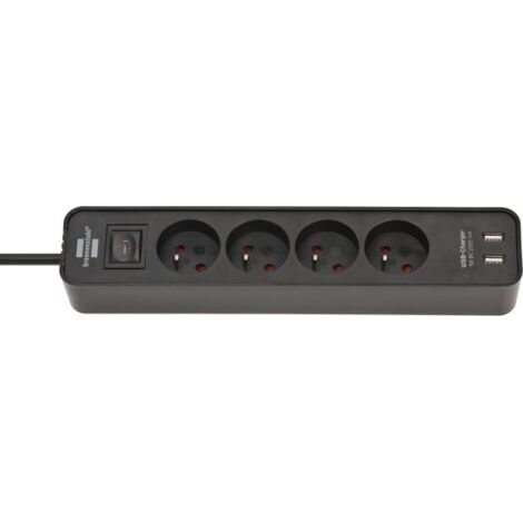 Multiprise Ecolor 4 prises avec interrupteur et 2 ports USB 5V DC 2,1A - 1,5m H05VV-F 3G1,0 BLANCHE