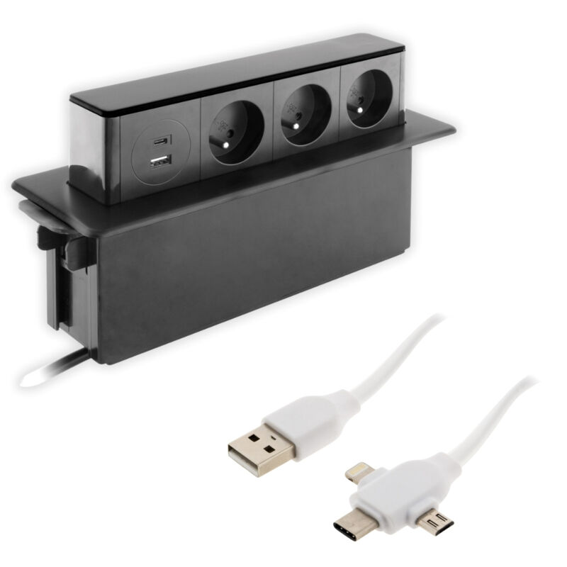 Multiprise encastrable 16A + câble usb universel Quick Charge offert - Zenitech