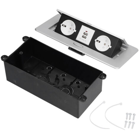 Multiprise encastrable multifonctionnelle avec 2 prises européennes et 2 ports de chargement USB