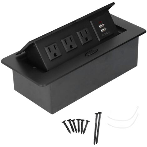 Multiprise encastrée moderne étanche à ouverture lente avec ports de chargement USB pour bureau à domicile
