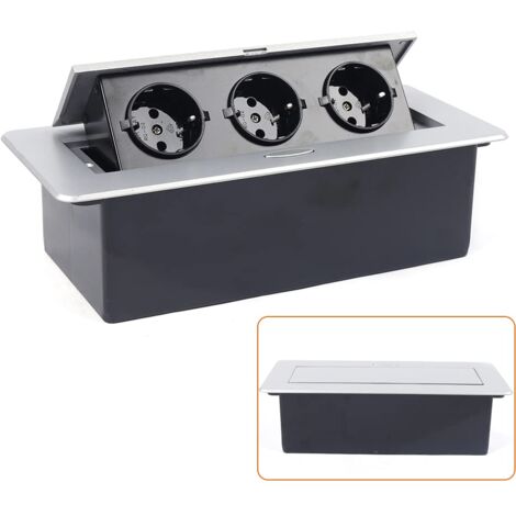Multiprise escamotable pour prise de table J29L - Prise de bureau cachée - Peu encombrante - En alliage d'aluminium - Noir