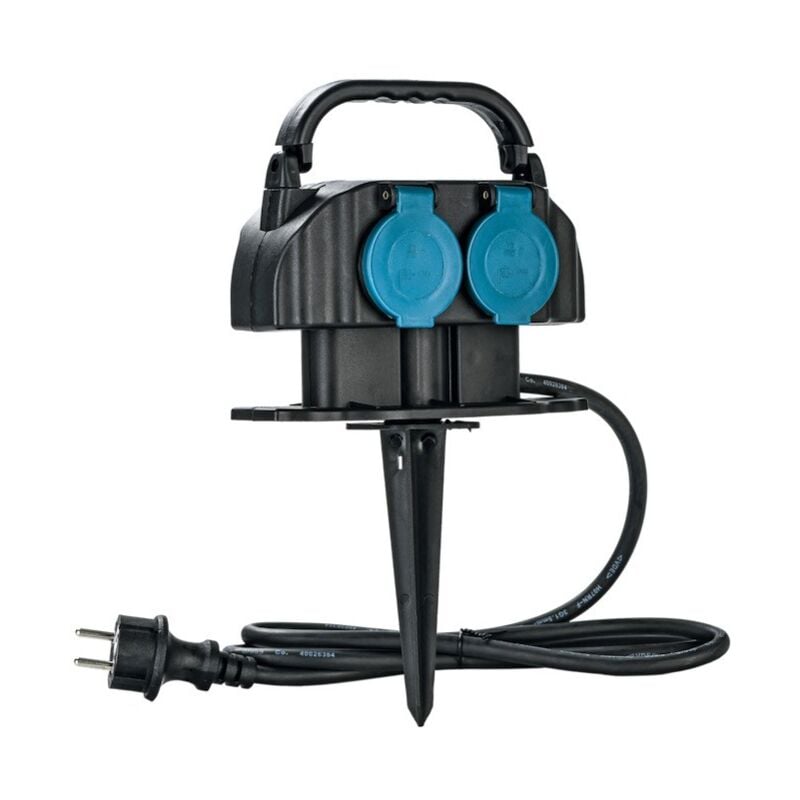 Multiprise étanche à planter 4 Prises pour bassins de jardin, massifs de fleurs.