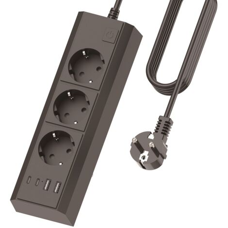 Multiprise Européenne Standard 15m Rallonge 2 Ports USB A 2 Ports USB C Charge Rapide Sécurisée