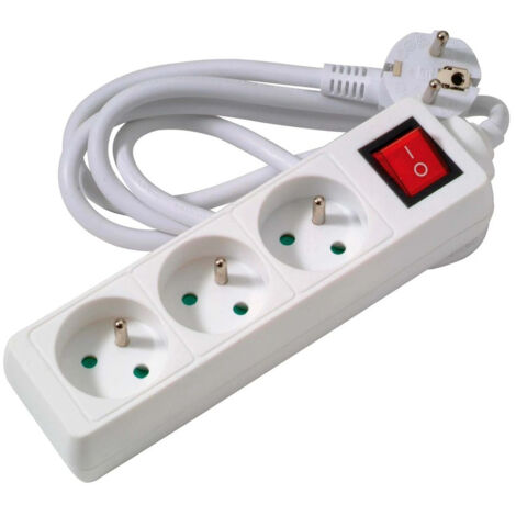 Multiprise Filaire Avec Interrupteur 3 Prises 1.50 M Blanche - Profile