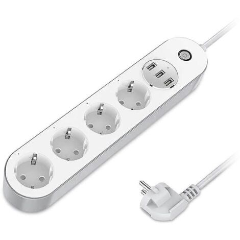 Multiprise intelligente avec Wi-Fi, 4 prises UE, 10 A, port de chargement USB et commande vocale - UE