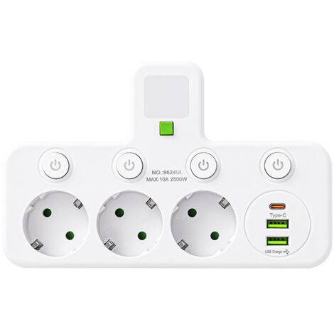 Multiprise intelligente USB-C, rallonge, multiprise avec prise USB-C