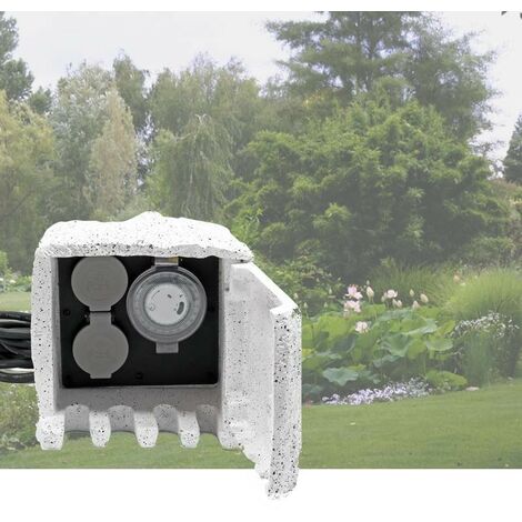 Multiprise jardin étanche 2 Prises et 1 Minuterie pour bassins ou massifs de fleurs
