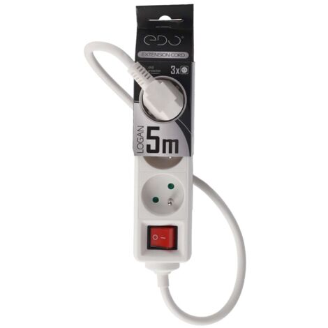 Multiprise LOGAN blanc 3 prises 2p+T avec interrupteur câble 5m EDO777562 EDO SOLUTIONS