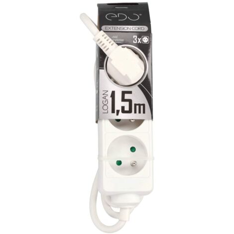 Multiprise LOGAN blanc 3 prises 2p+T câble 1,5m EDO777551 EDO SOLUTIONS
