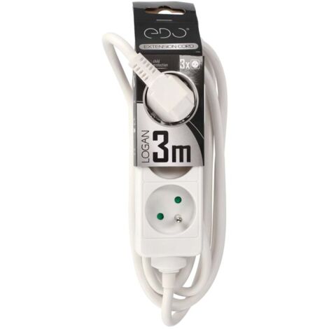 Multiprise LOGAN blanc 3 prises 2p+T câble 3m EDO777552 EDO SOLUTIONS