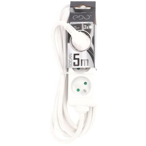 Multiprise LOGAN blanc 3 prises 2p+T câble 5m EDO777553 EDO SOLUTIONS